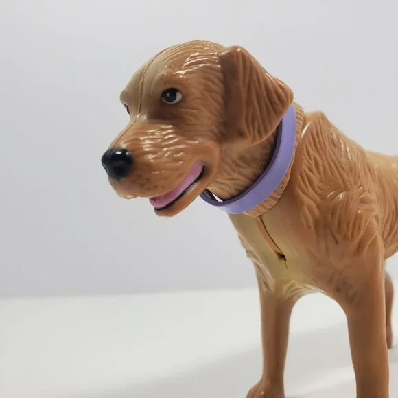 Barbie Golden Retriever Dog 7" With Purple Bow Yellow Brown - Picture 3 of 16
